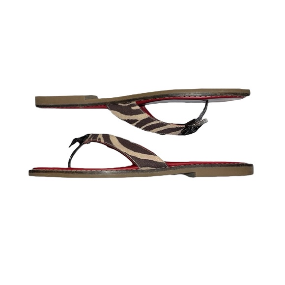 Brighton "Ofelia" Zebra Print Leather Thong Sandals - Picture 5 of 13